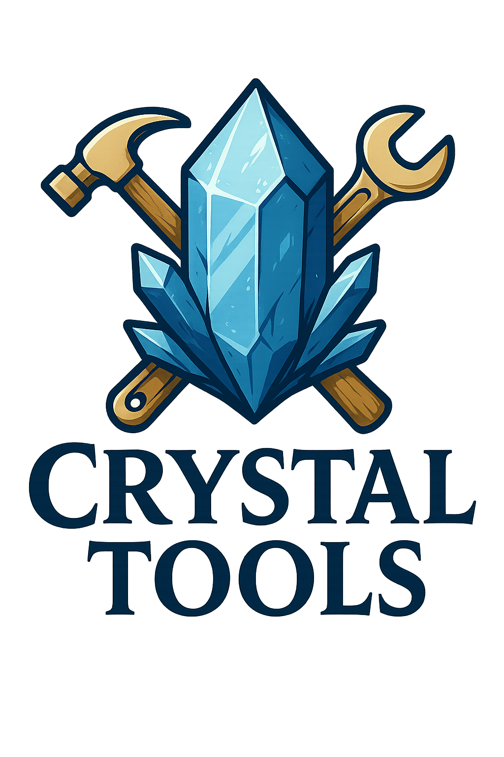Crystal Tools logo: blue crystal with crossed tools